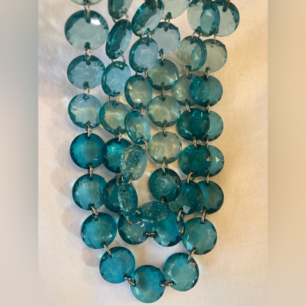 Chico’s Multi Strands Gradient Teal Colored Beads… - image 3